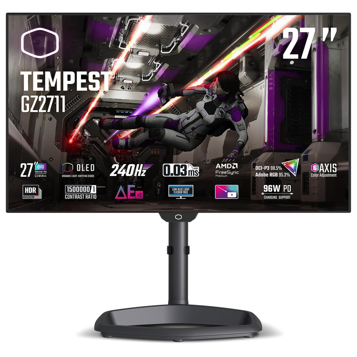 Cooler Master Tempest GZ2711 27” OLED QHD 2560 x 1440 240Hz 0.03ms HDR10 FreeSync CMI-GZ2711-US