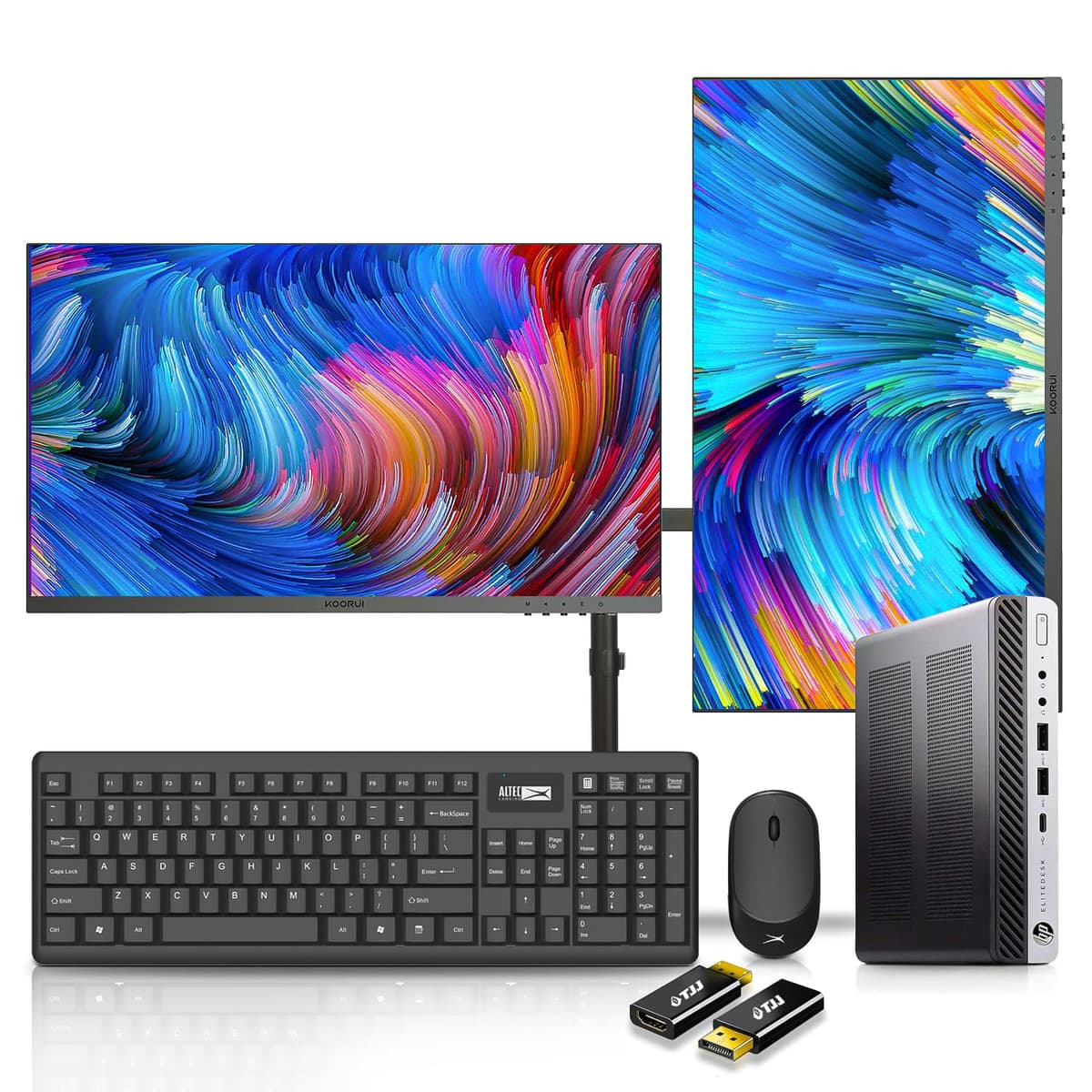 HP EliteDesk 800 G4 Mini con dual 22" Monitores y soporte, Intel i5-8500, 16GB, 512GB NVMe (Renewed) 729162174403