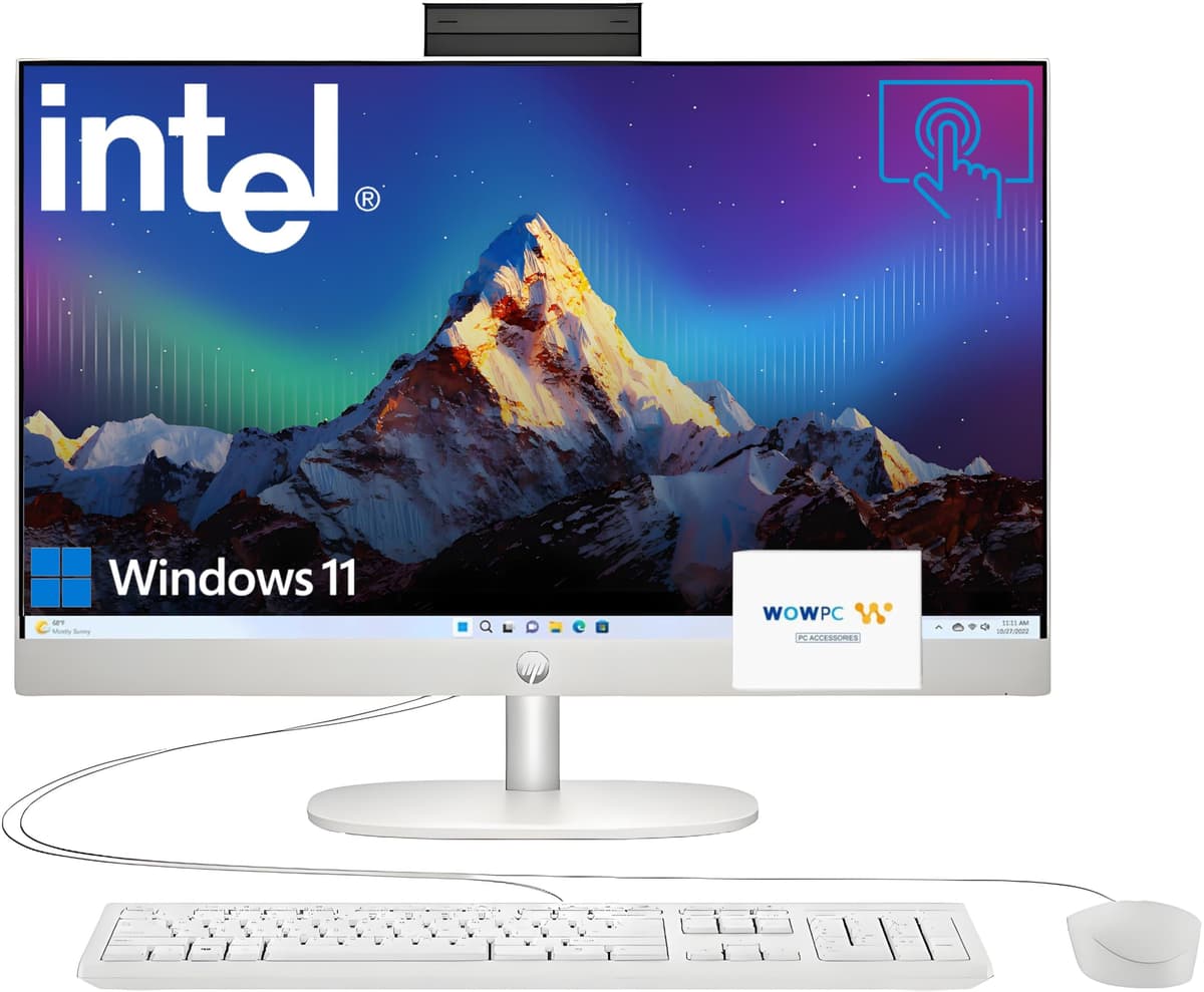 HP 24 All-in-One de 23.8" FHD con pantalla táctil para oficina, último procesador Intel de 13ª generación octa-core (mejor que i5-6360U), 8GB RAM, 256GB PCIe SSD, HDMI, Wi-Fi, Bluetooth, AIO para negocios, Windows 11 CR0014