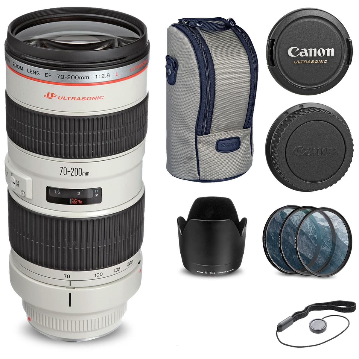 Canon EF 70-200mm f/2.8L USM (2569A004) + Kit de filtros y accesorios (Reacondicionado) 2569A004_EDIRE_1