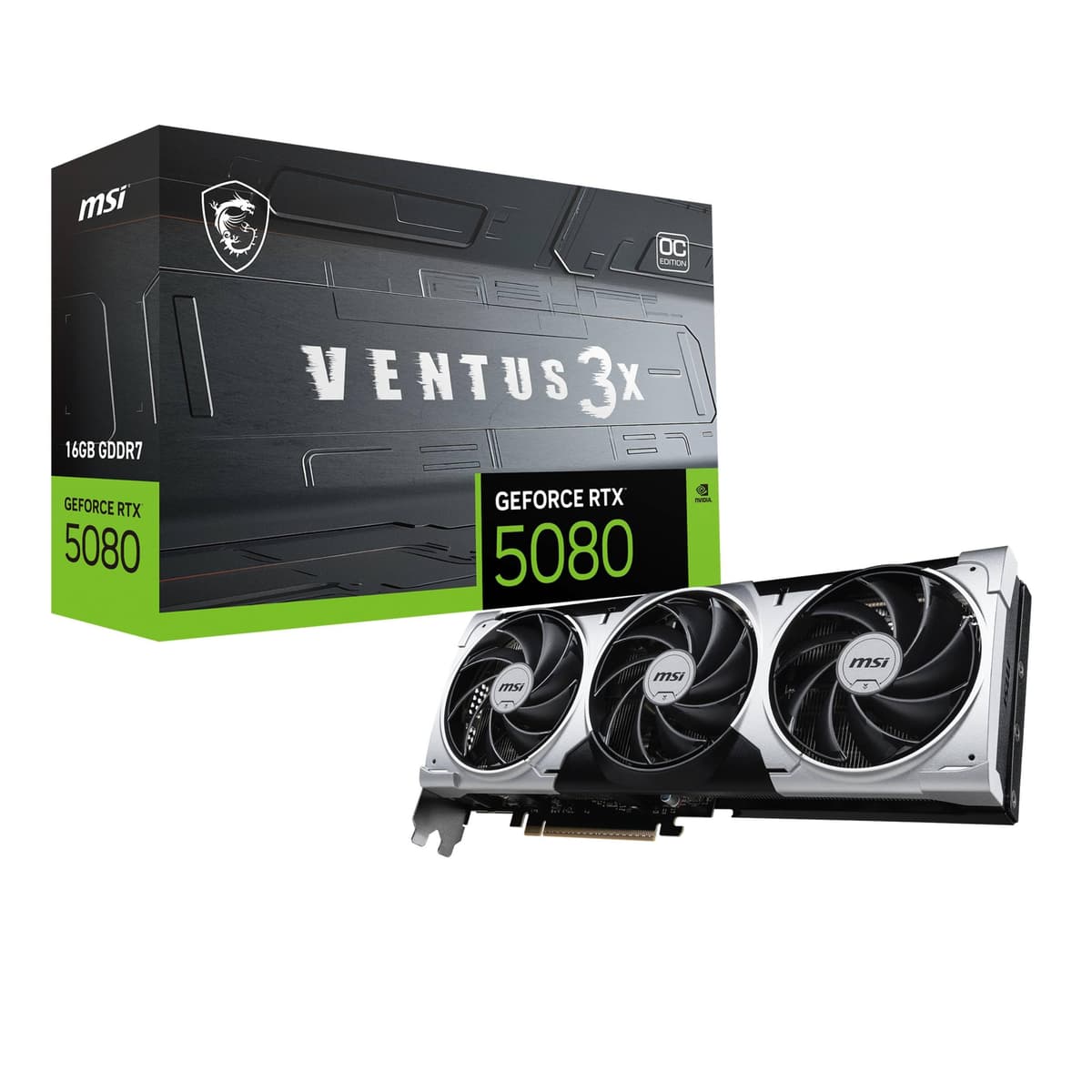 MSI GeForce RTX 5080 16G Ventus 3X OC Plus - 16GB GDDR7, PCIe 5.0, Triple Fan V531-001R