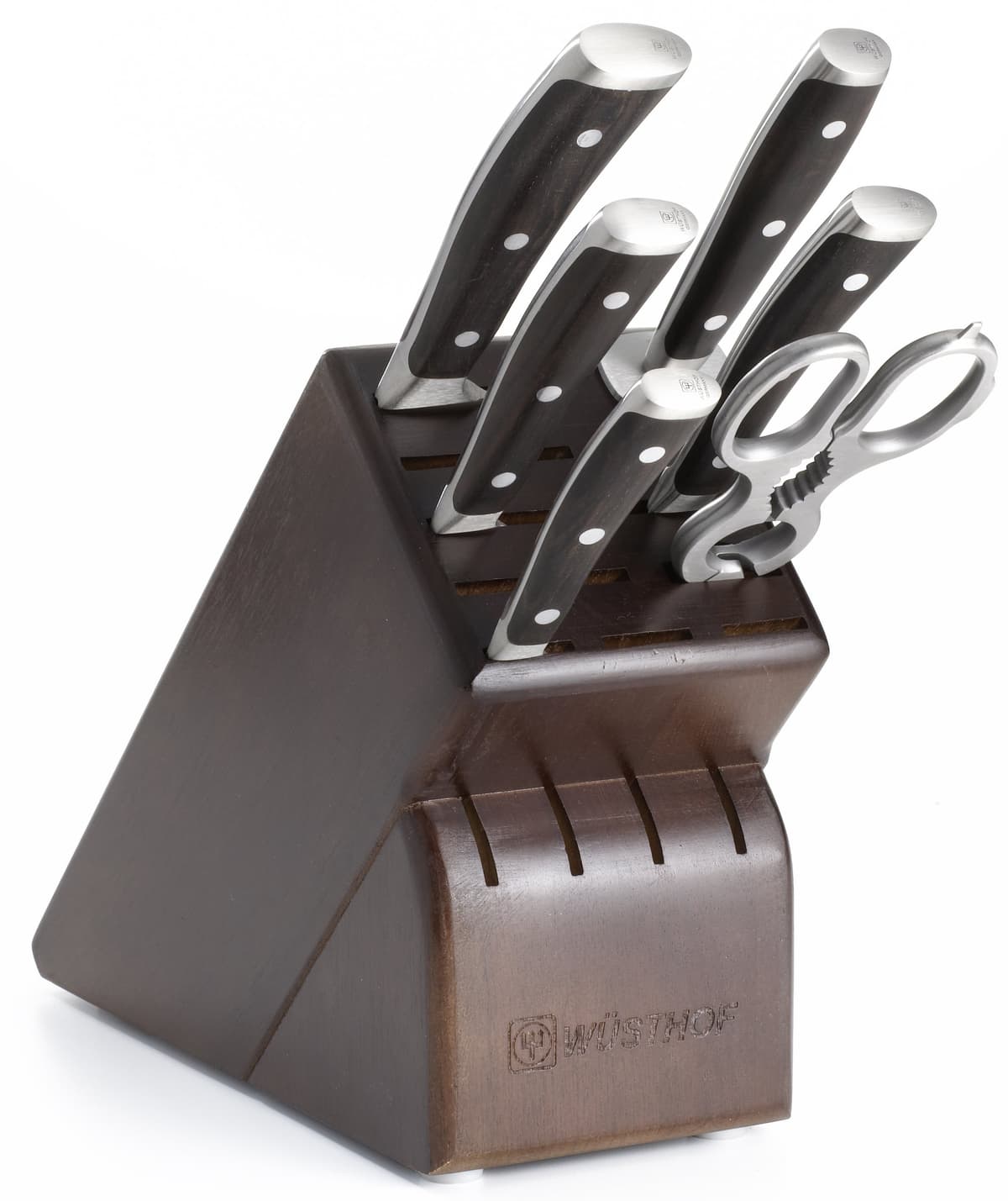 WÜSTHOF IKON Blackwood Set de Cuchillos 7 Piezas con Bloque 9807