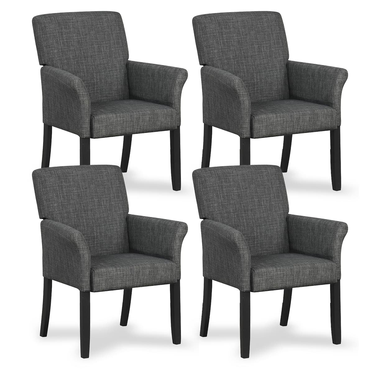Giantex Set de 4 sillas de espera ejecutivas tapizadas con brazos y patas de madera GT65741-HWGR-4
