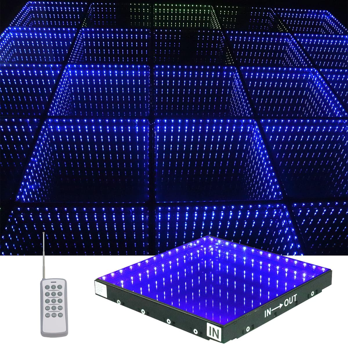 HZGGBKJO Dance Floor Stage Lights - Piso LED 3D efecto infinito, vidrio templado con flight case (8FT x 8FT) SYD1202