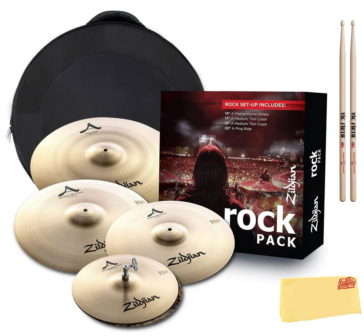 Zildjian A0801R A Rock Pack - 14"/17"/19"/20" con accesorios AUS-A0801R-COMBO-DLX-V2