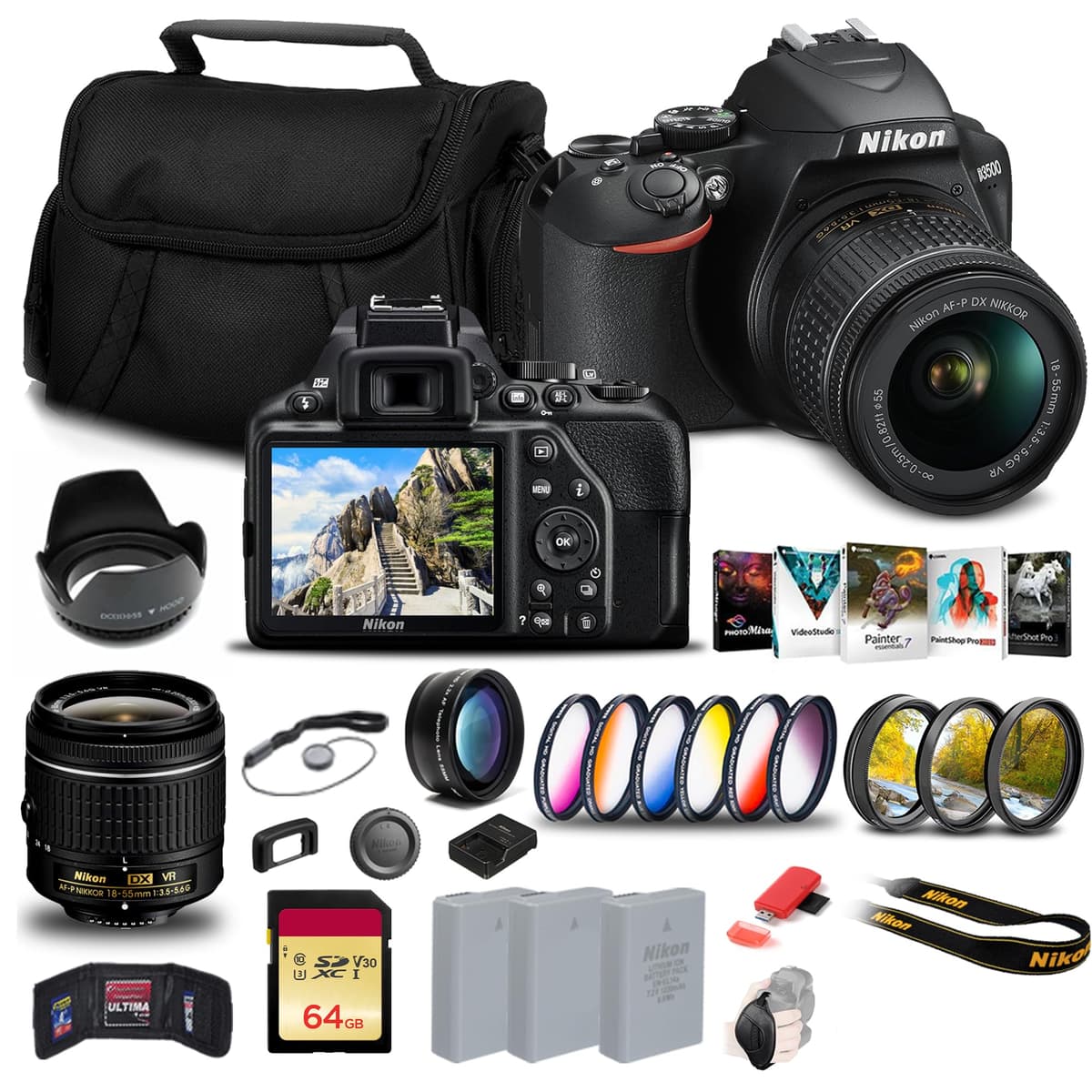 Nikon D3500 DSLR con 18-55mm + 64GB + 2 baterías + Accesorios (Renewed) 1590 1590_edireV_1