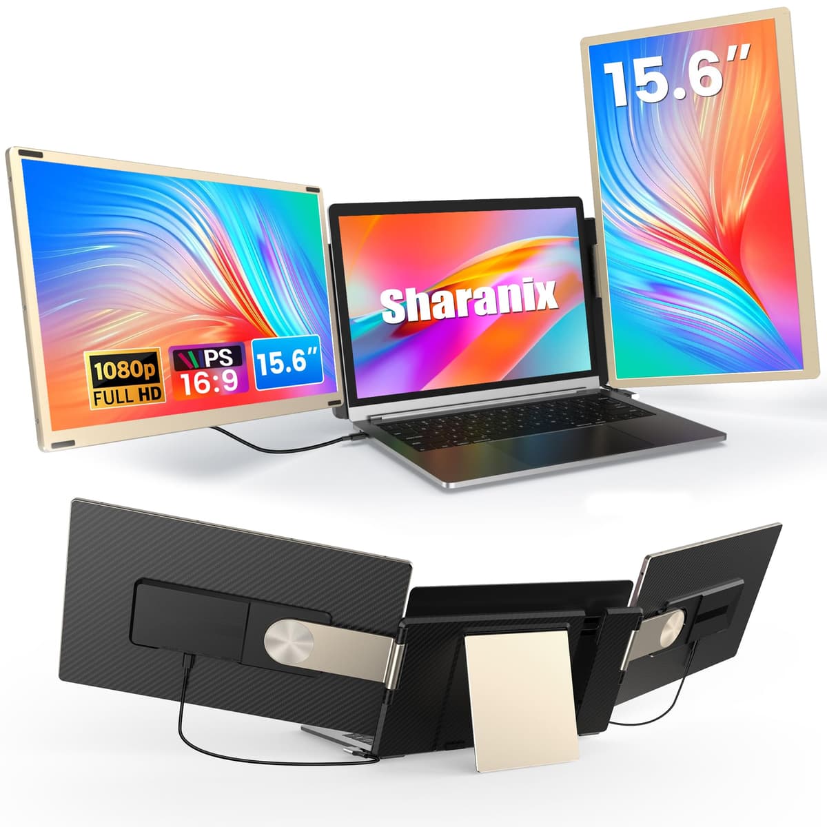 sharanix Extensor de Pantalla Triple 15.6" Portable para Laptop hasta 17.3" portable laptop screen extender