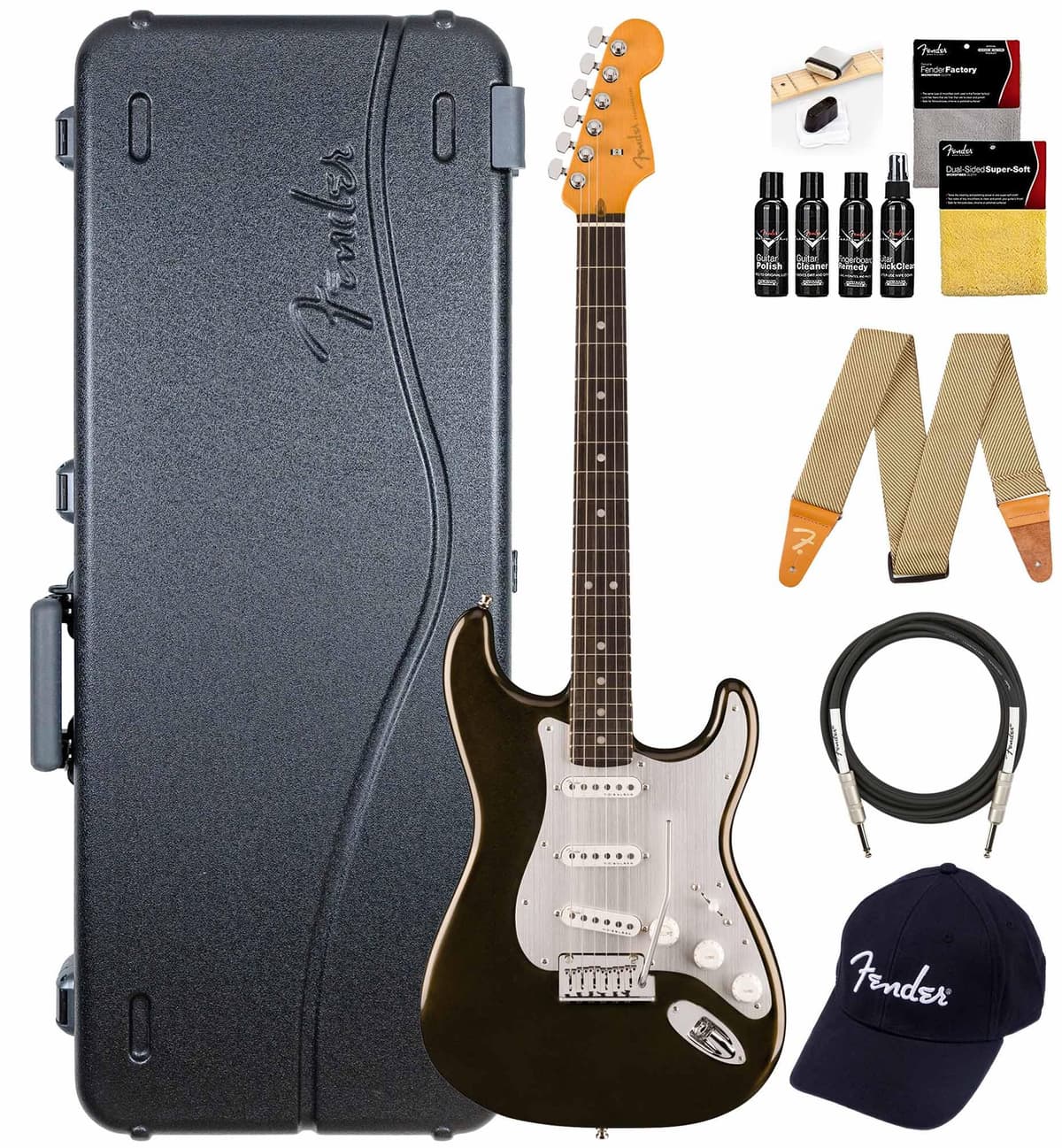 Fender American Ultra II Stratocaster - Texas Tea Bundle con funda y accesorios AUS-0119141790-COMBO-STD