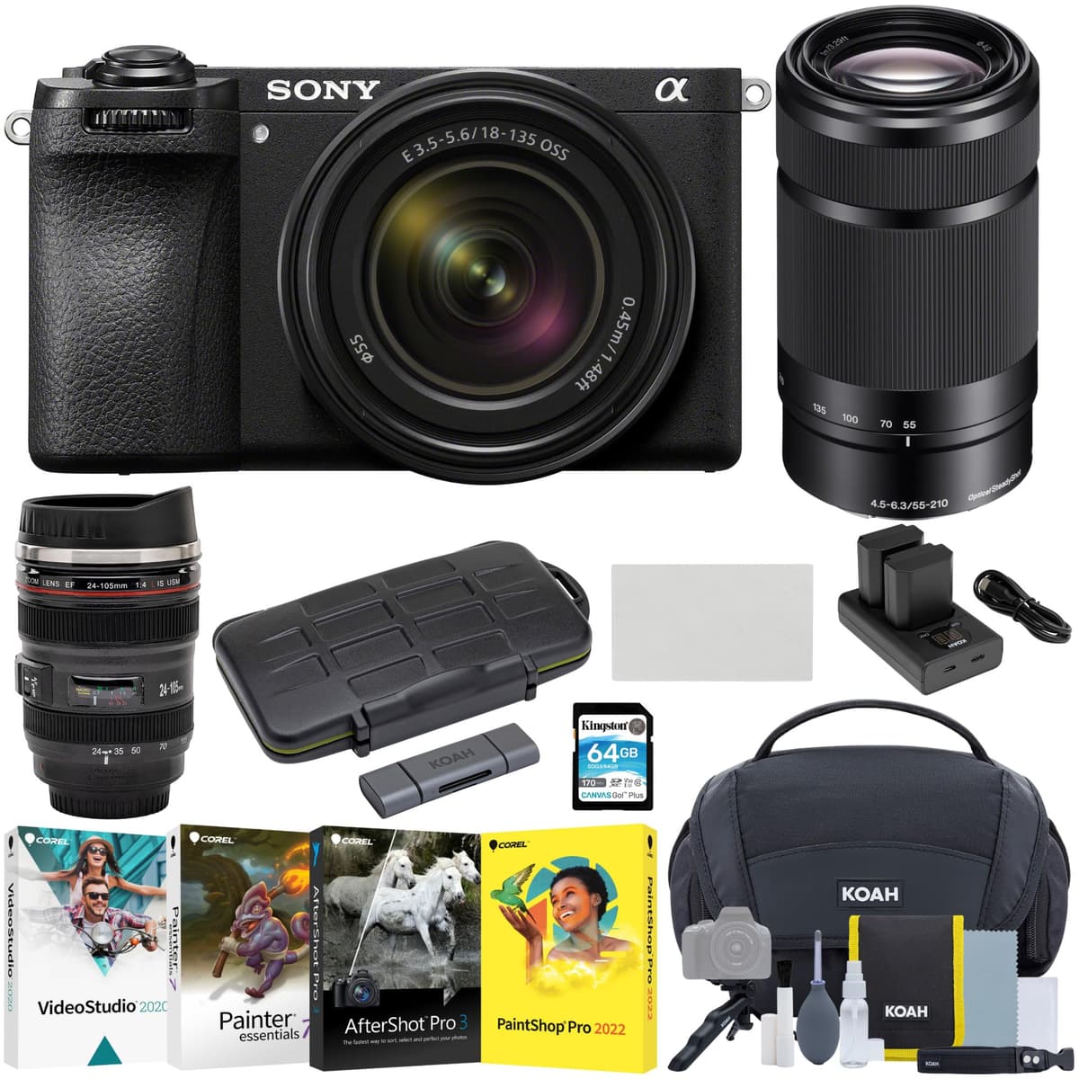 Sony Alpha 6700 (a6700) Kit con lentes 16-50mm y 55-210mm, accesorios y 64GB ILCE6700Y/B