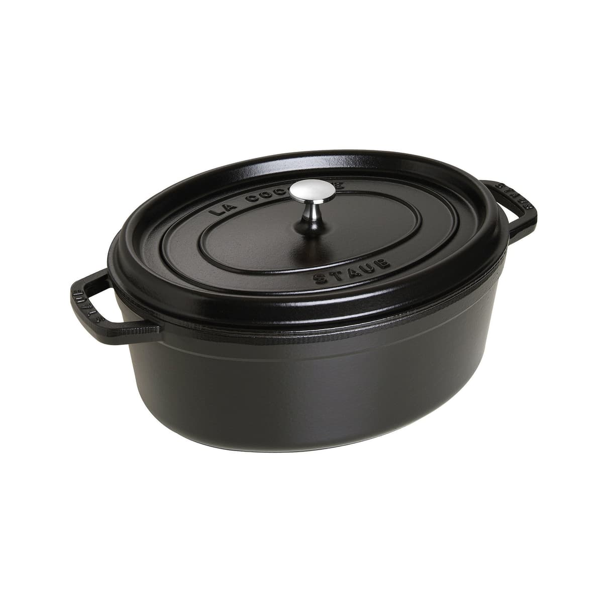 Staub Cocotte oval de hierro fundido 7 qt - negro mate, fabricado en Francia 1103325