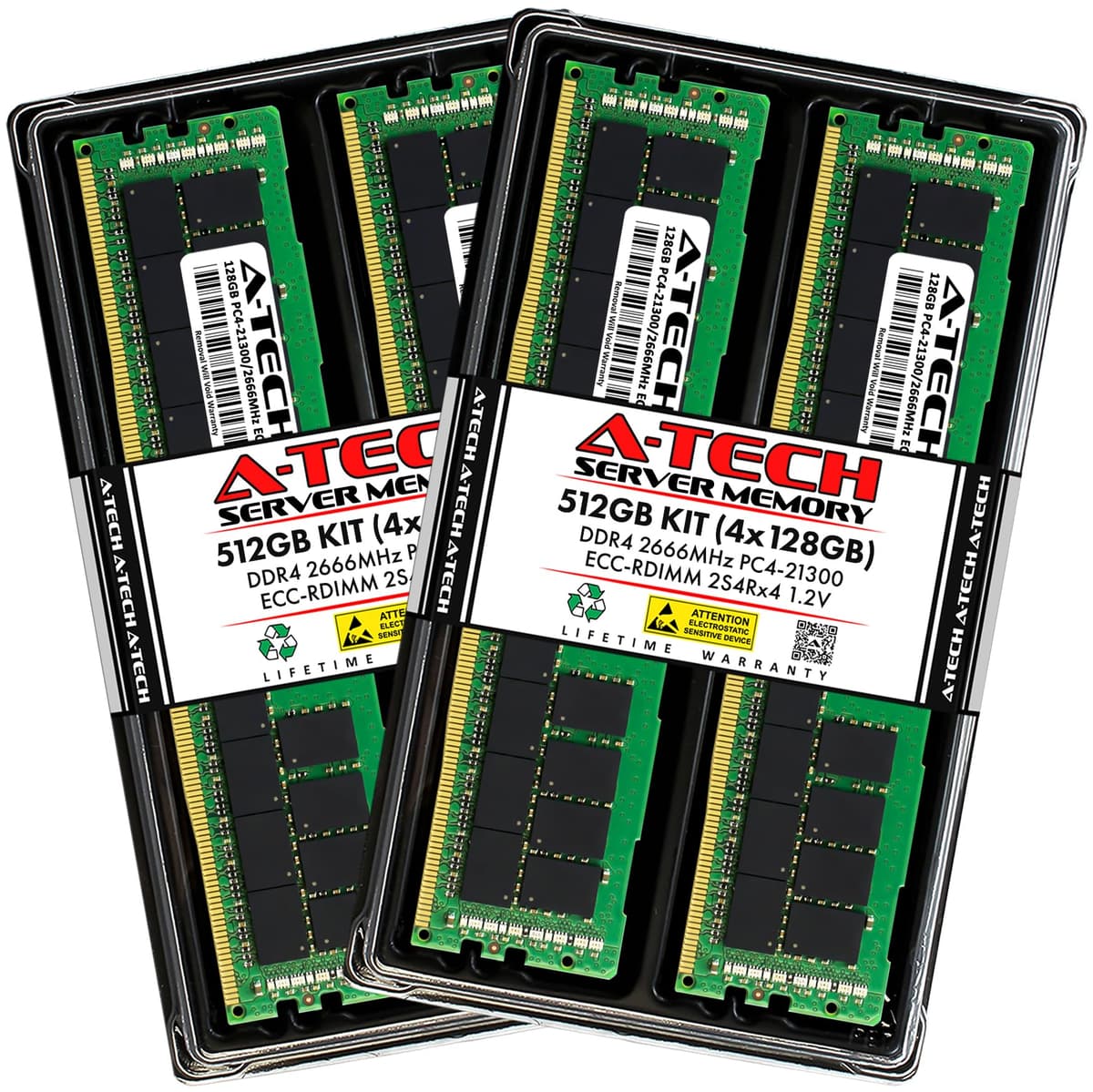 A-Tech 512GB Kit (4x128GB) DDR4 2666MHz PC4-21300 ECC RDIMM 8Rx4 Octal Rank 1.2V 288-Pin Server & Workstation RAM AT128G4D4D2666RO43DSN12V