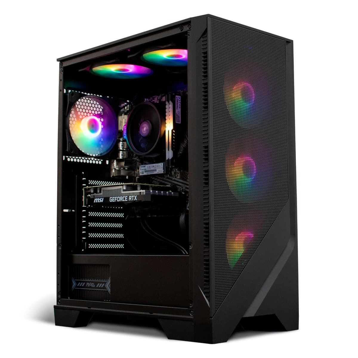 PC de Escritorio NSX GAMING Ryzen 5 5500, RTX 3050 6GB, 16 GB RAM (2 x 8GB) 3600 RGB, SSD 480GB M.2 NVMe, Windows 11, Wi-Fi Ready, Mouse y Teclado, 1 Año de Garantía del Fabricante PGR5VNS4W-16