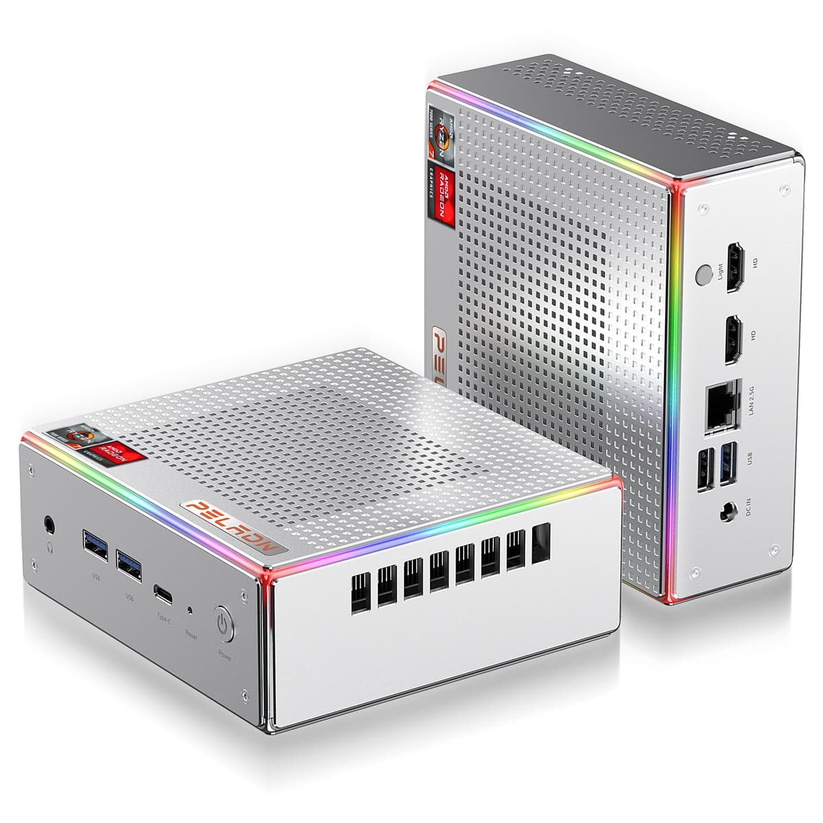 PELADN Mini PC HA-4 con Ryzen 7 7840HS, 16GB DDR5, 512GB SSD, RGB