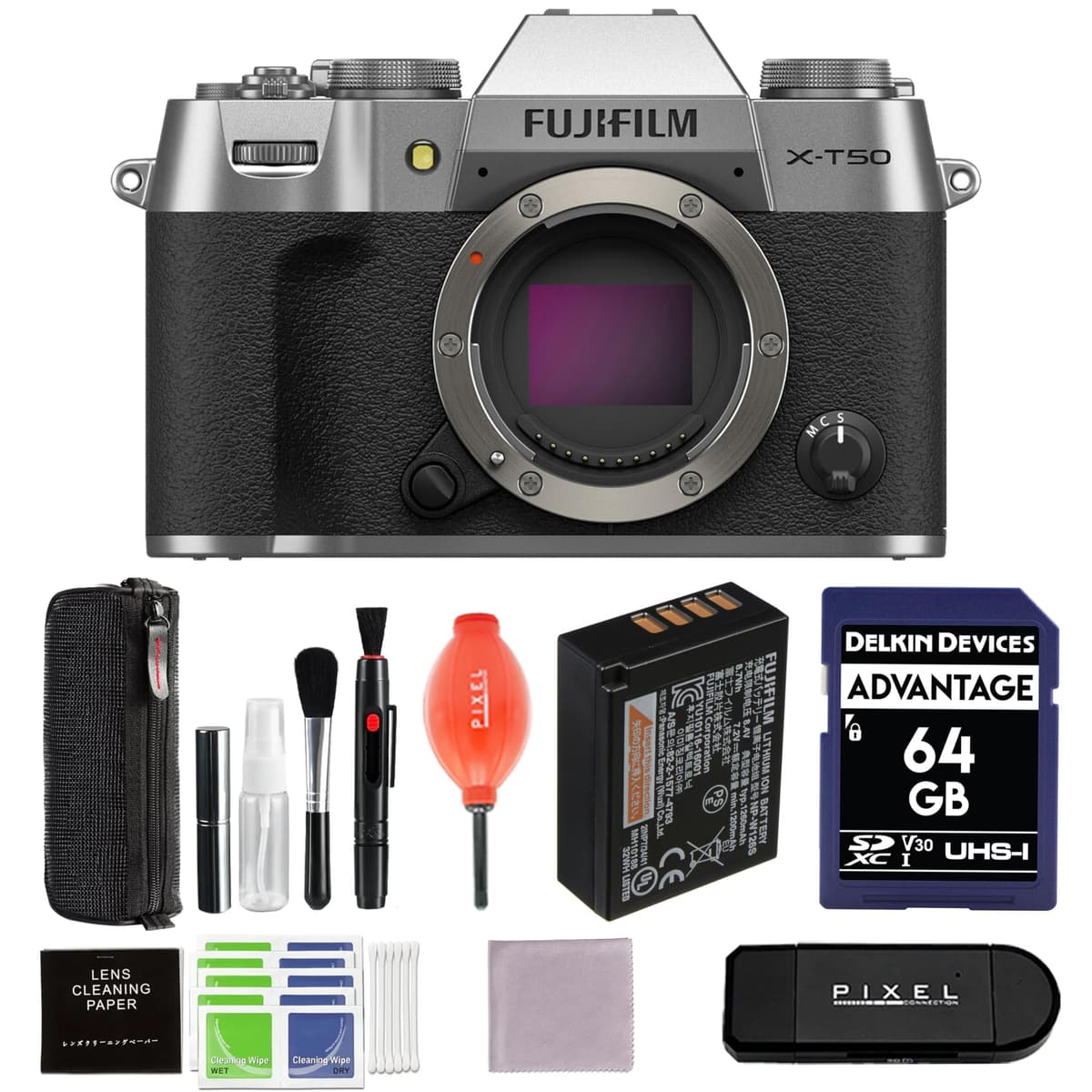Pixel Connection Fujifilm X-T50 Mirrorless Camera (Silver) Paquete con Accesorios Avanzados | Fuji xt50 16828313