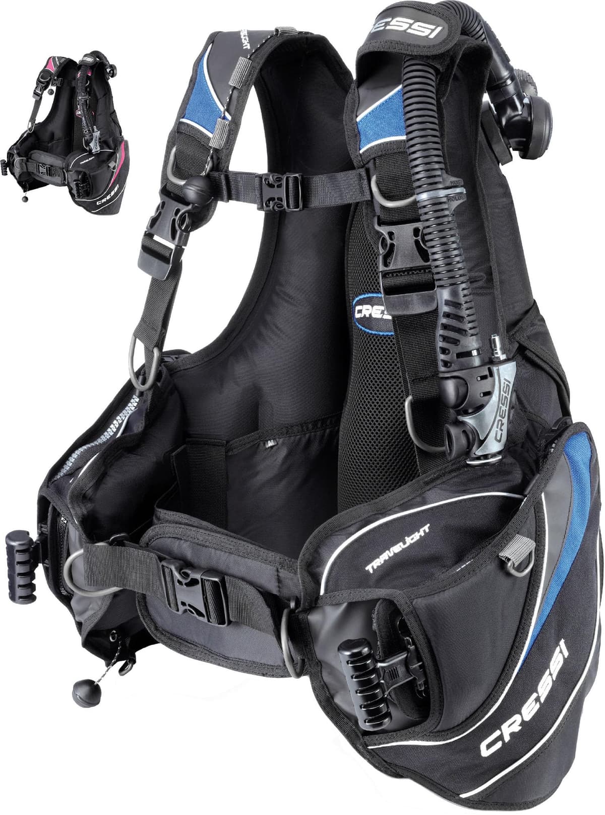 Cressi Travelight B.C.D. - Negro/Azul, Talla M IC740602