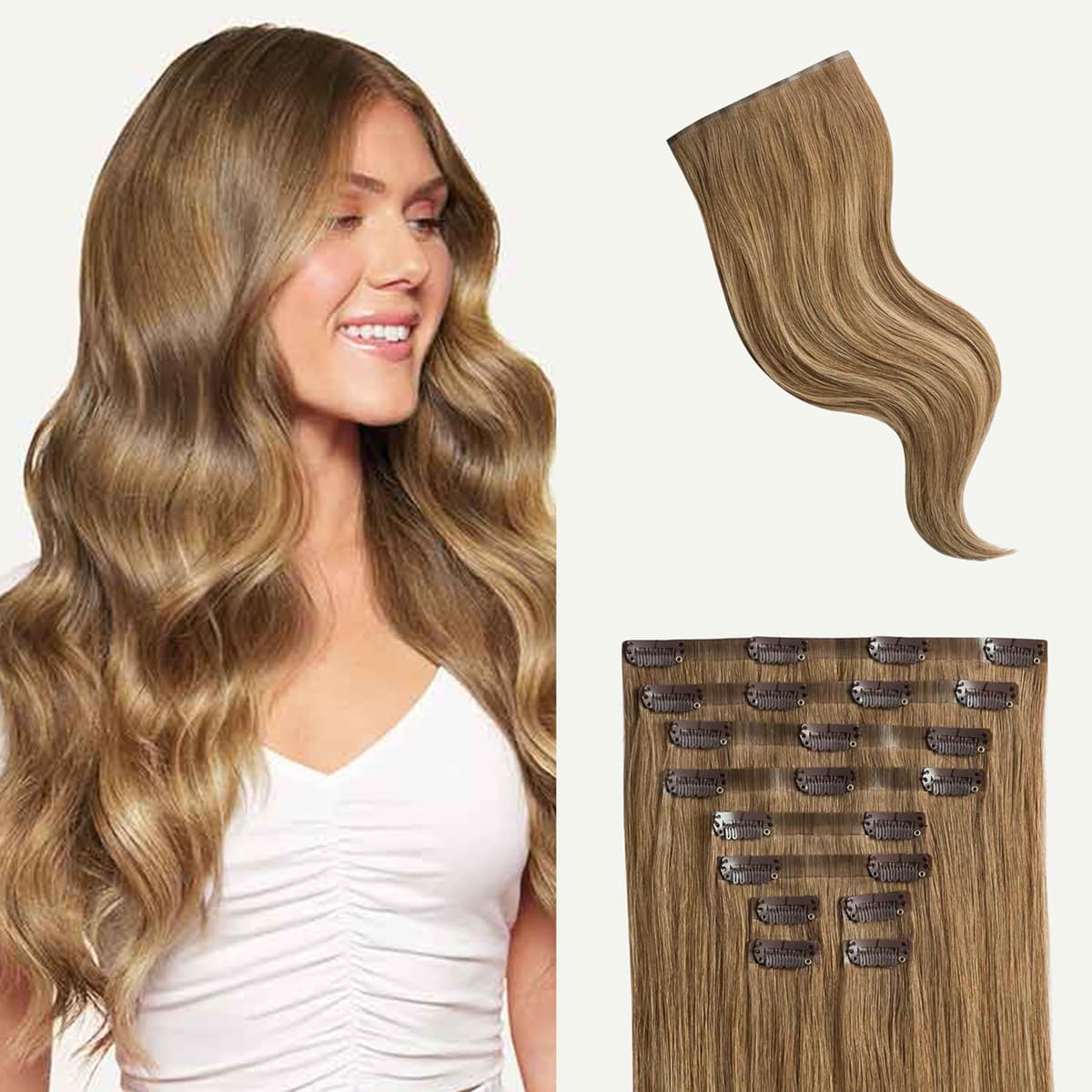 Luxy Seamless Clip-In 24" Bronde Balayage 240g - 100% Remy Human Hair 24-240g-Color7T18-S