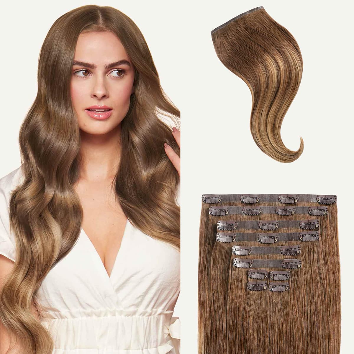 Luxy Seamless Clip-In 24" Chestnut Brown Balayage 240g - 100% Remy Human Hair 24-240g-Color6T18-S