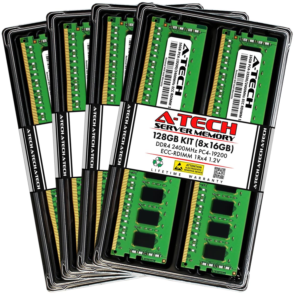 A-Tech 128GB (8x16GB) DDR4 2400MHz PC4-19200 ECC RDIMM 1Rx4 Single Rank 288-Pin para Servidor y Workstation AT16G8D4D2400RS4N12V