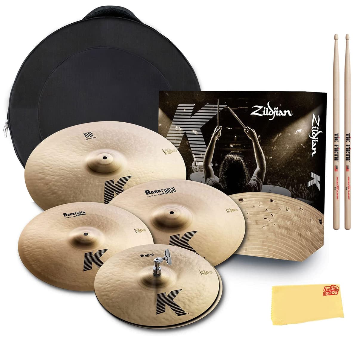 Zildjian K0800 K Custom Dark Pack - 14"/16"/18"/20" con accesorios AUS-K0800-COMBO-DLX-V2