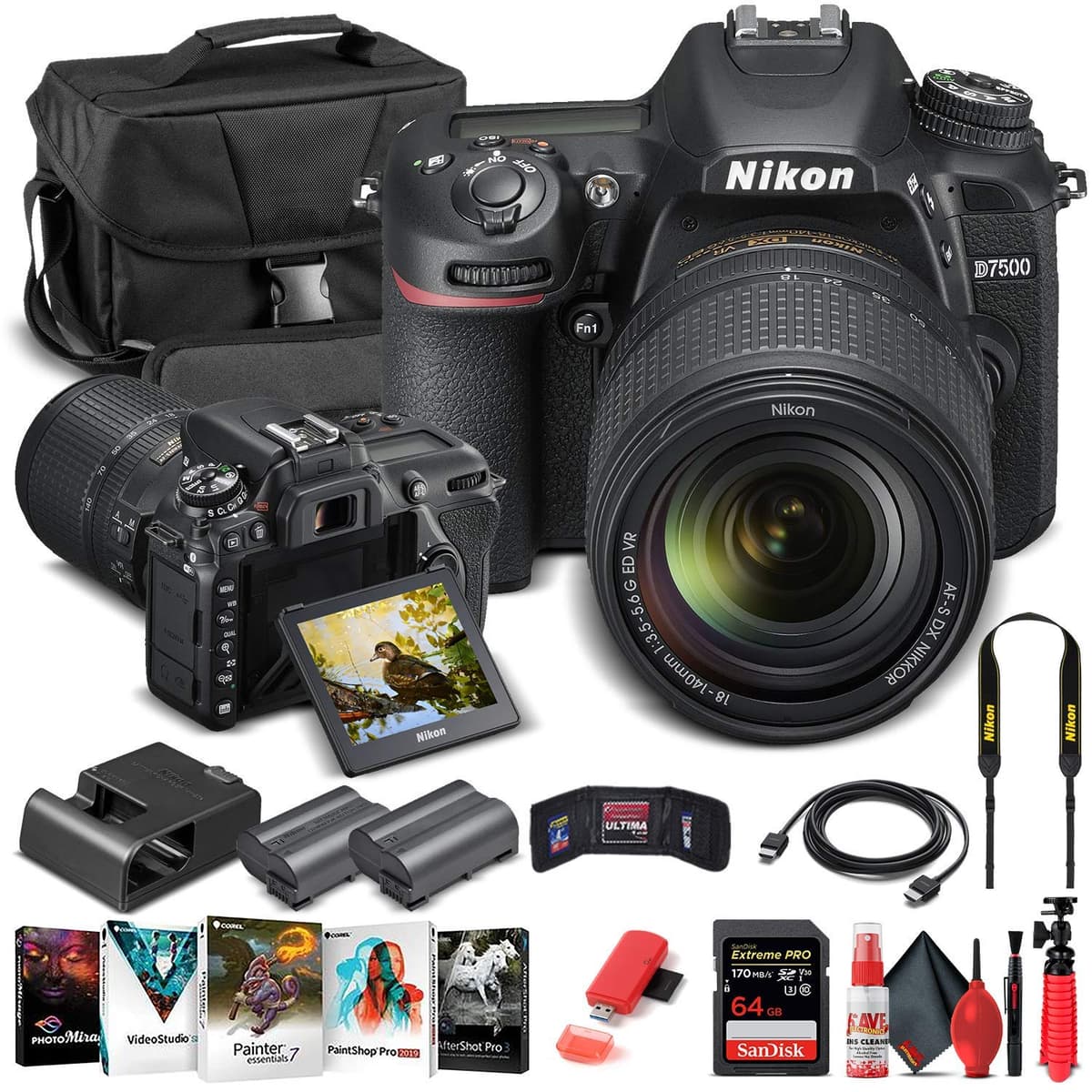 Nikon D7500 DSLR con lente 18-140mm + 64GB + estuche y accesorios (Renewed) 1582_EDI6RE_1