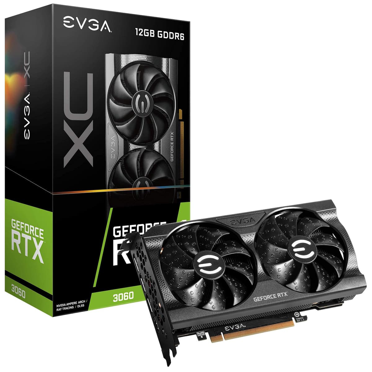 EVGA GeForce RTX 3060 XC Gaming, 12G-P5-3657-KR, 12GB GDDR6, Doble Ventilador, Backplate Metálico (Reacondicionada) 143231-cr