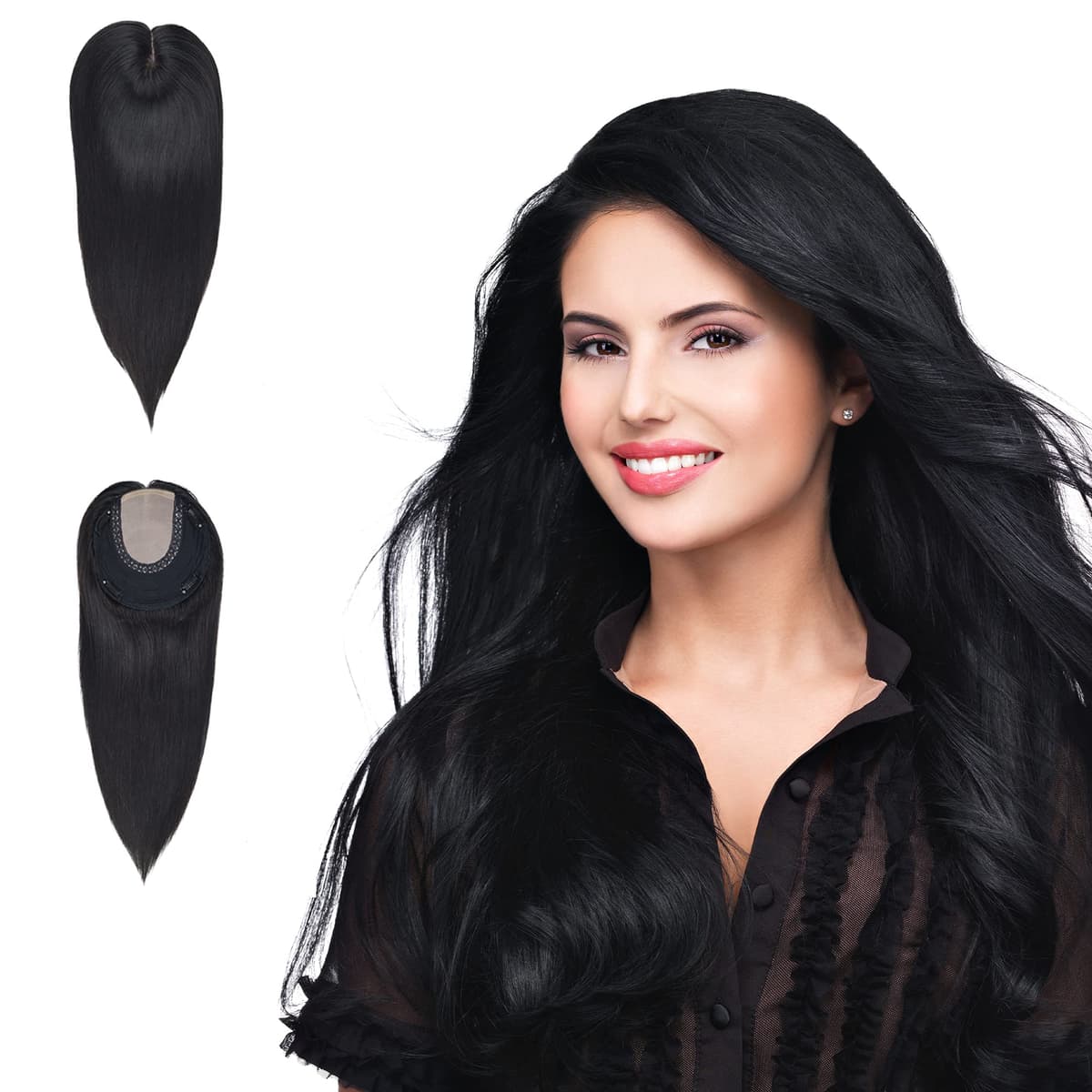 Briiwii Toppers de Cabello 20" Silktop 6x6.5" - Natural Black BLT-FS101