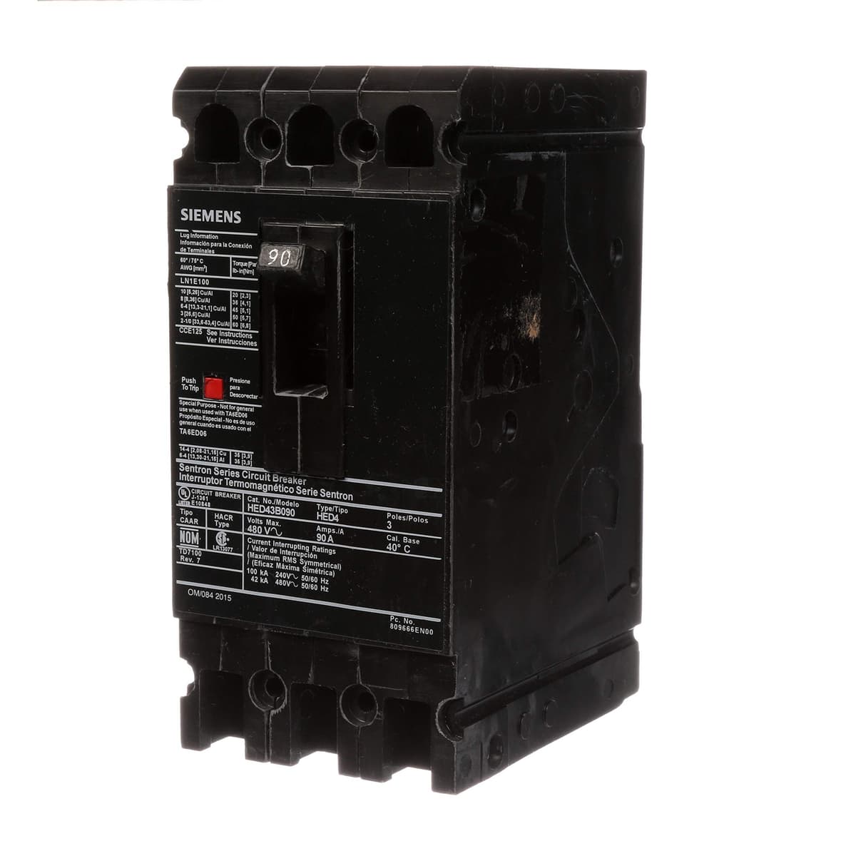 Siemens HED43B090 Circuit Breaker 90A 3P