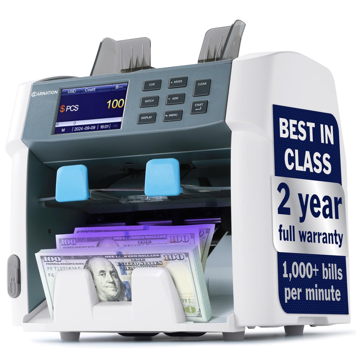CARNATION CR1450 Multi-Currency Bill Counter y Sorter con Detección de Falsos