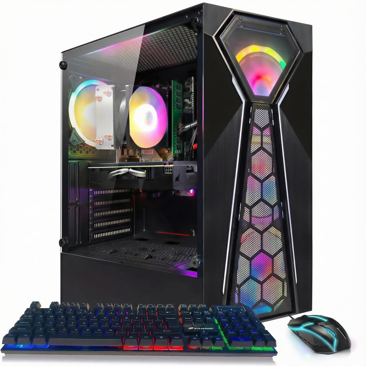 Computadora de Escritorio Gaming STGAubron, AMD Ryzen 3 3200G 3.6 GHz, Radeon RX 580 8GB, 16GB RAM, SSD 512GB, WiFi 6, BT 5.0, 4 Ventiladores RGB, Windows 11 Home ABR0724