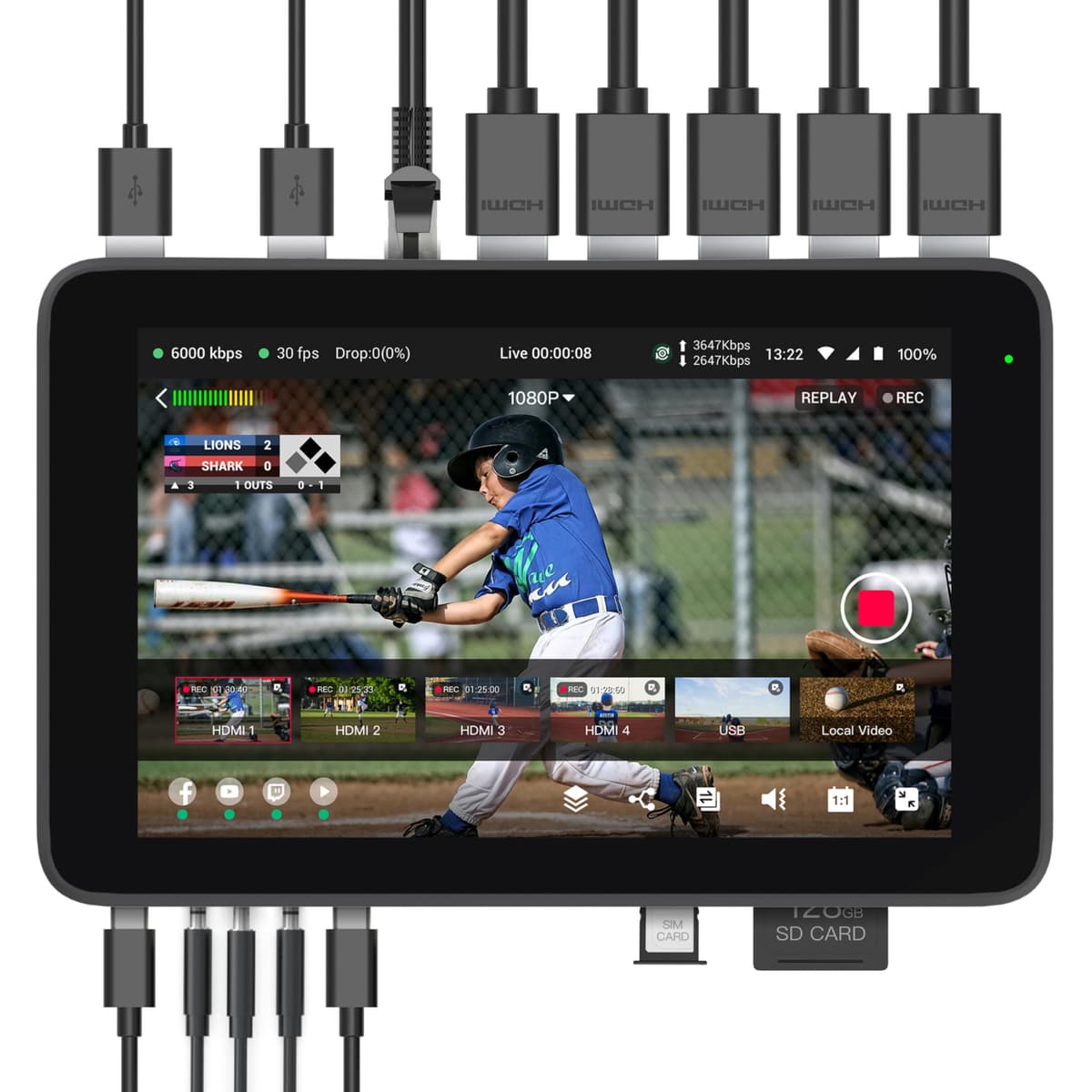 YoloLiv YoloBox Ultra Horizontal/Vertical NDI Live Streaming Switcher Monitor Encoder Recorder