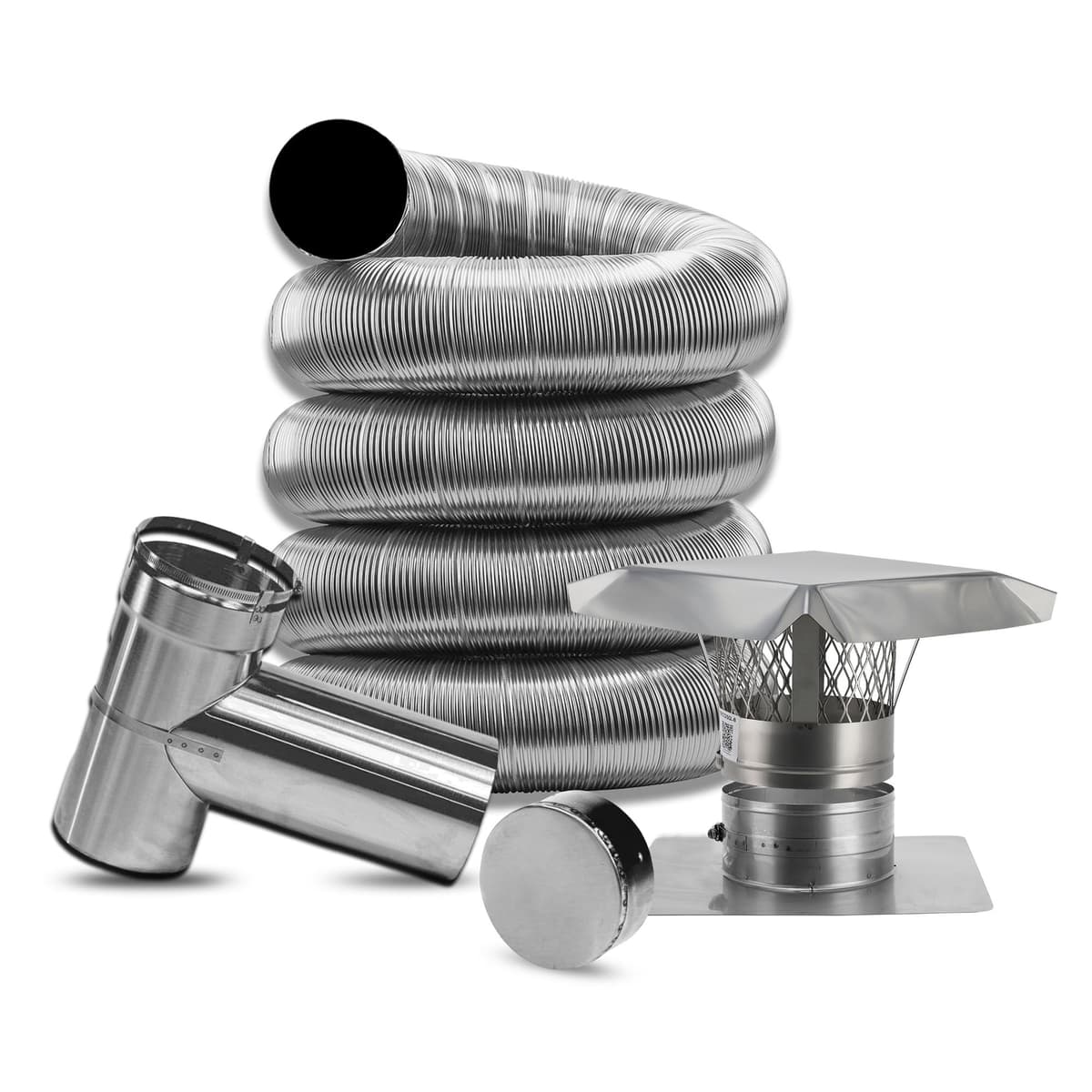 Fireside Chimney Supply FireFlex Kit con Tee para liner flexible de chimenea 4 in x 25 ft