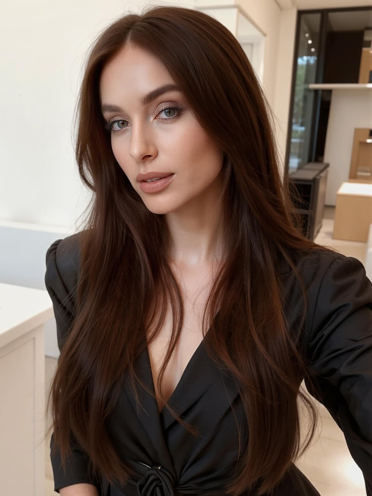 Topart 5×6 HD glueless wig 26" cabello humano pre-plucked 180% (Brown) HWLP9012-1BR26