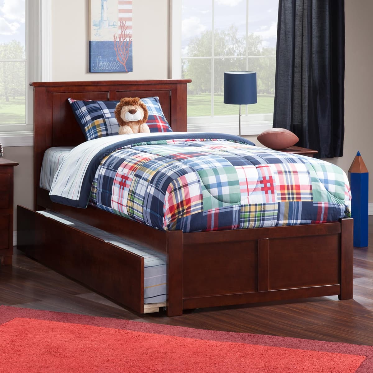 Cama Plataforma AFI Madison Twin con Pie y Trundle en Walnut AR8622014