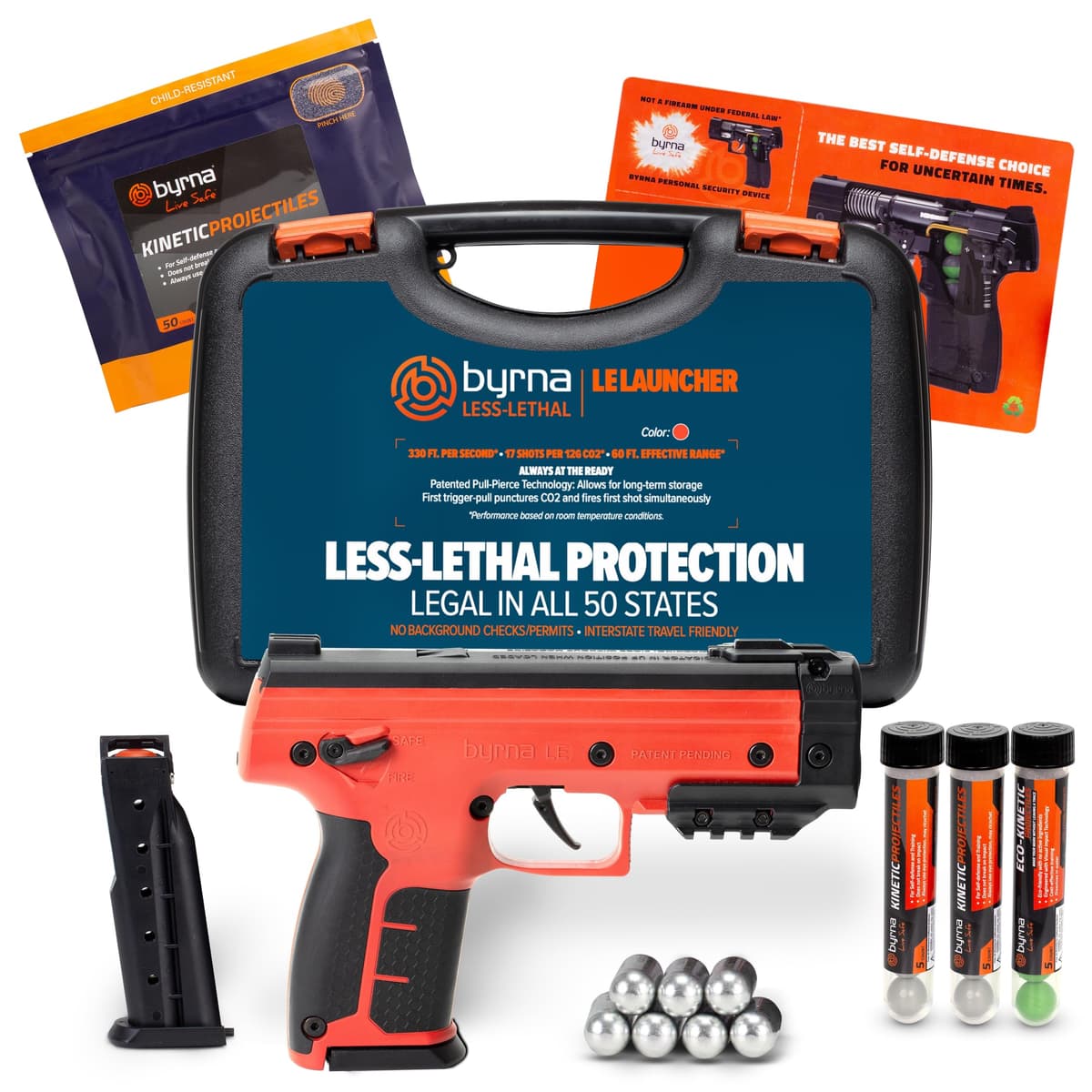 Byrna LE - Kinetic Ultimate Bundle | Dispositivo de defensa menos letal y para el hogar (naranja)