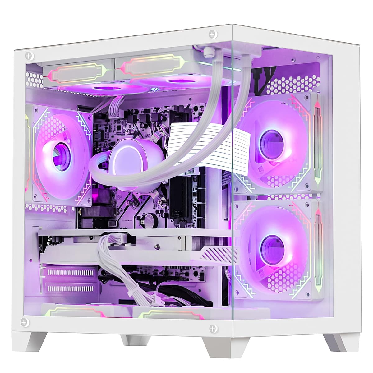 HELLOLAND Gaming PC Desktop Ryzen 7 5700X, GeForce RTX 5060 8GB, 32GB RAM, 1TB PCIe, 240mm AIO, WiFi/BT, Windows 11 - Blanco SN-FKB21588561