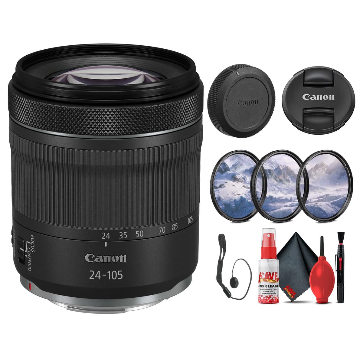 Canon RF 24-105mm f/4-7.1 STM (4111C002) + Kit de filtros + Sujetacapuchón + Kit de limpieza (Reacondicionado) 4111C002_EDIRE_1