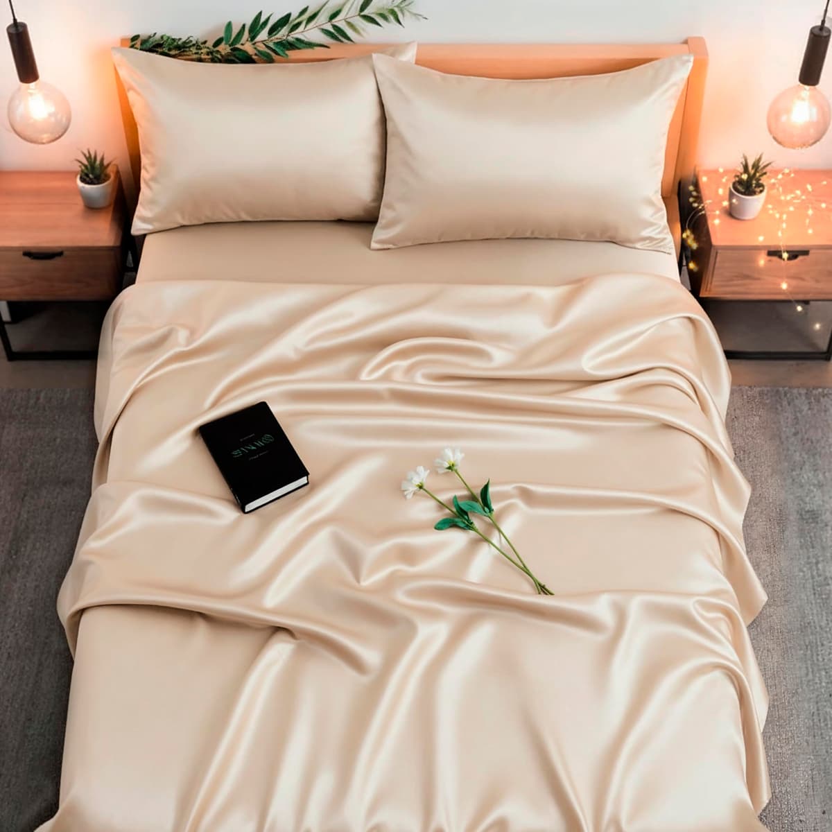 Colorado Home Co SUNDAYSILKS 4PC Sábanas de Seda Mulberry King Color Oat Milk B09TV9J6R1_CA NARF