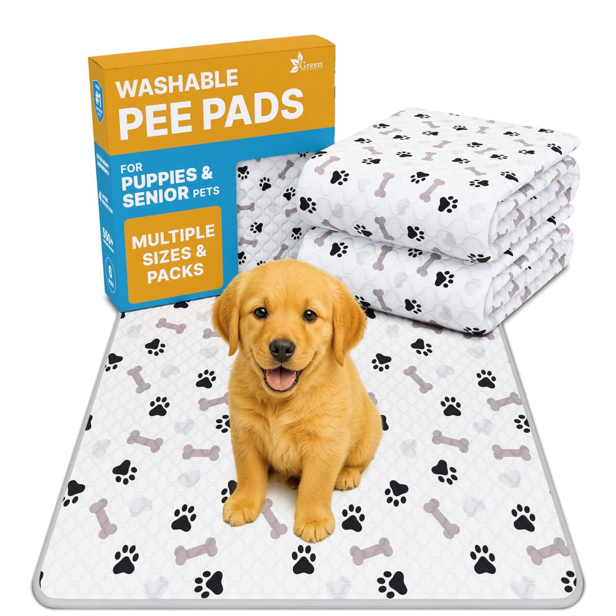 GREEN LIFESTYLE Almohadillas Lavables para Perros - Almohadillas Reutilizables Impermeables con Respaldo Antideslizante, Pad de Entrenamiento para Cachorros CASE-20-PET3436PAD-2PK