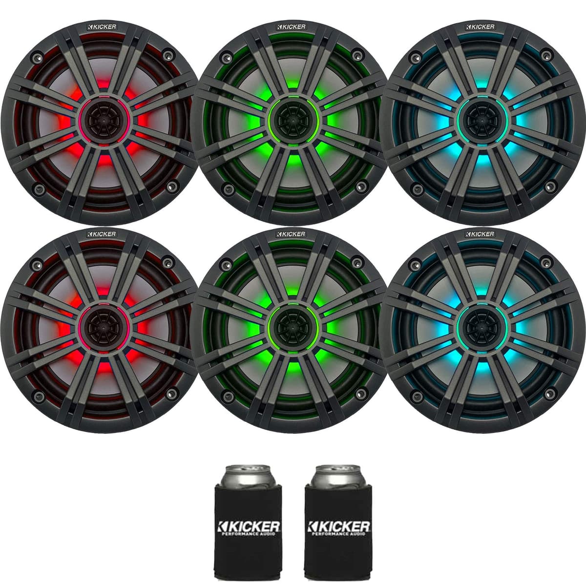 KICKER Parlantes marinos LED carbon 6.5" (cant. 6) 3 pares de parlantes sustitutos OEM (6)41BKM614LC