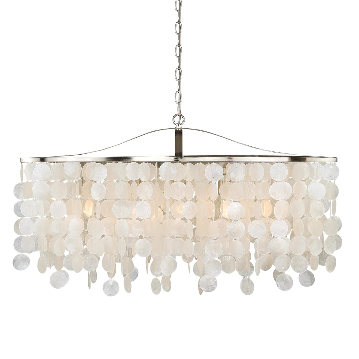 VAXCEL Elsa Lámpara colgante 5 luces con conchas capiz, acabado Satin Nickel, dimmable P0140