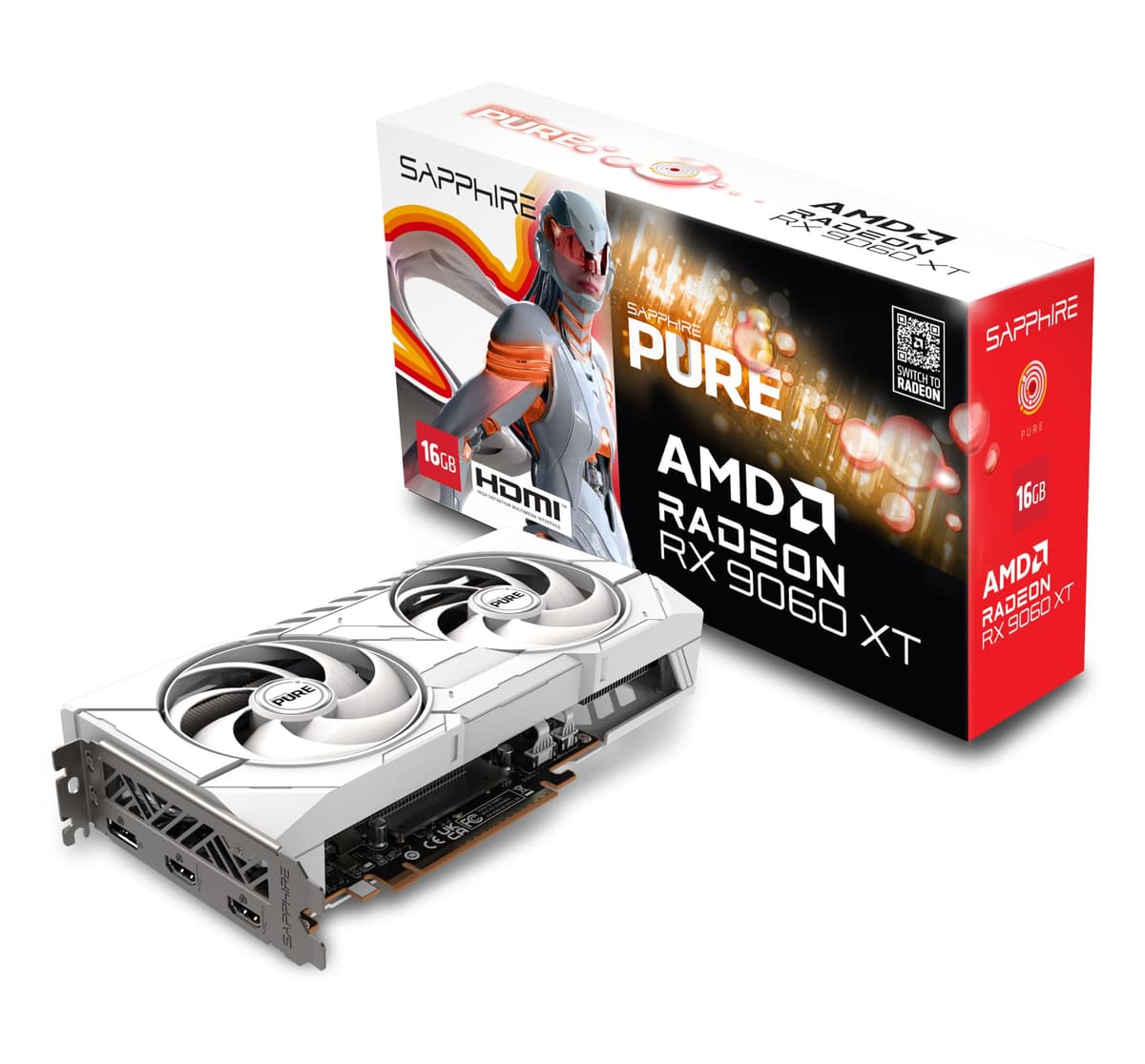 Sapphire Pure AMD Radeon RX 9060 XT Gaming OC 16GB Dual HDMI/DP GPU, Tarjeta Gráfica 11350-02-20G