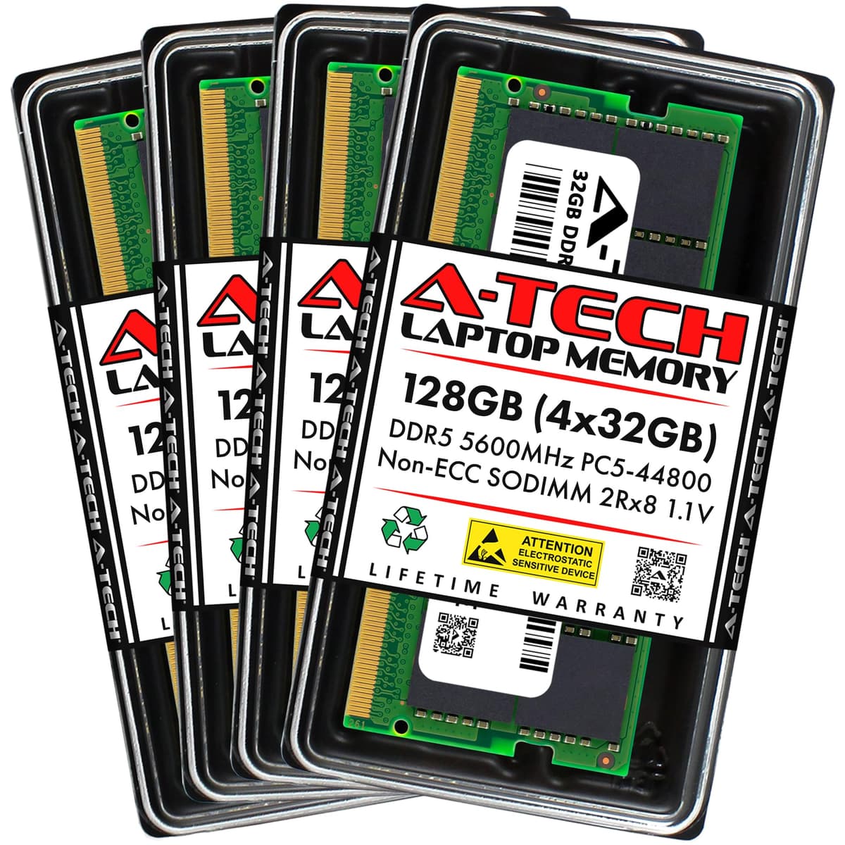 A-Tech 128GB Kit (4x32GB) DDR5 5600MHz SO-DIMM 1.1V Dual Rank AT32G4D5S5600ND8N11V