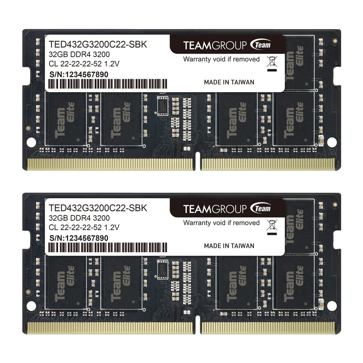TEAMGROUP Elite DDR4 64GB Kit (2 x 32GB) 3200MHz PC4-25600 CL22 (2933MHz o 2666MHz) Unbuffered Non-ECC 1.2V SODIMM 260 pines Memoria RAM para Laptop/Notebook PC - TED464G3200C22DC-S01