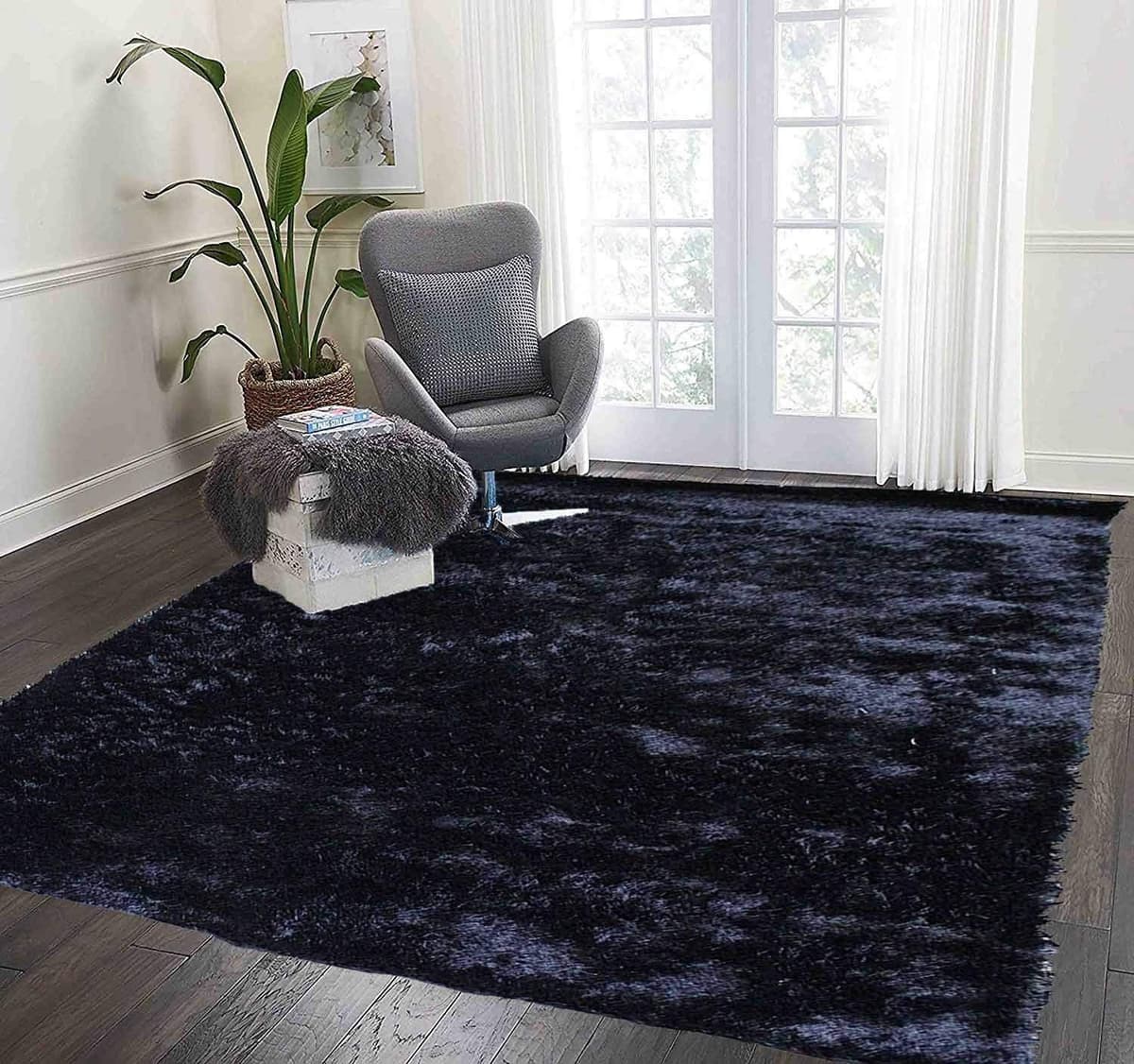 Home Decorators Collection Alfombra sintética tipo piel de oveja 8' x 11' negra Solid Color