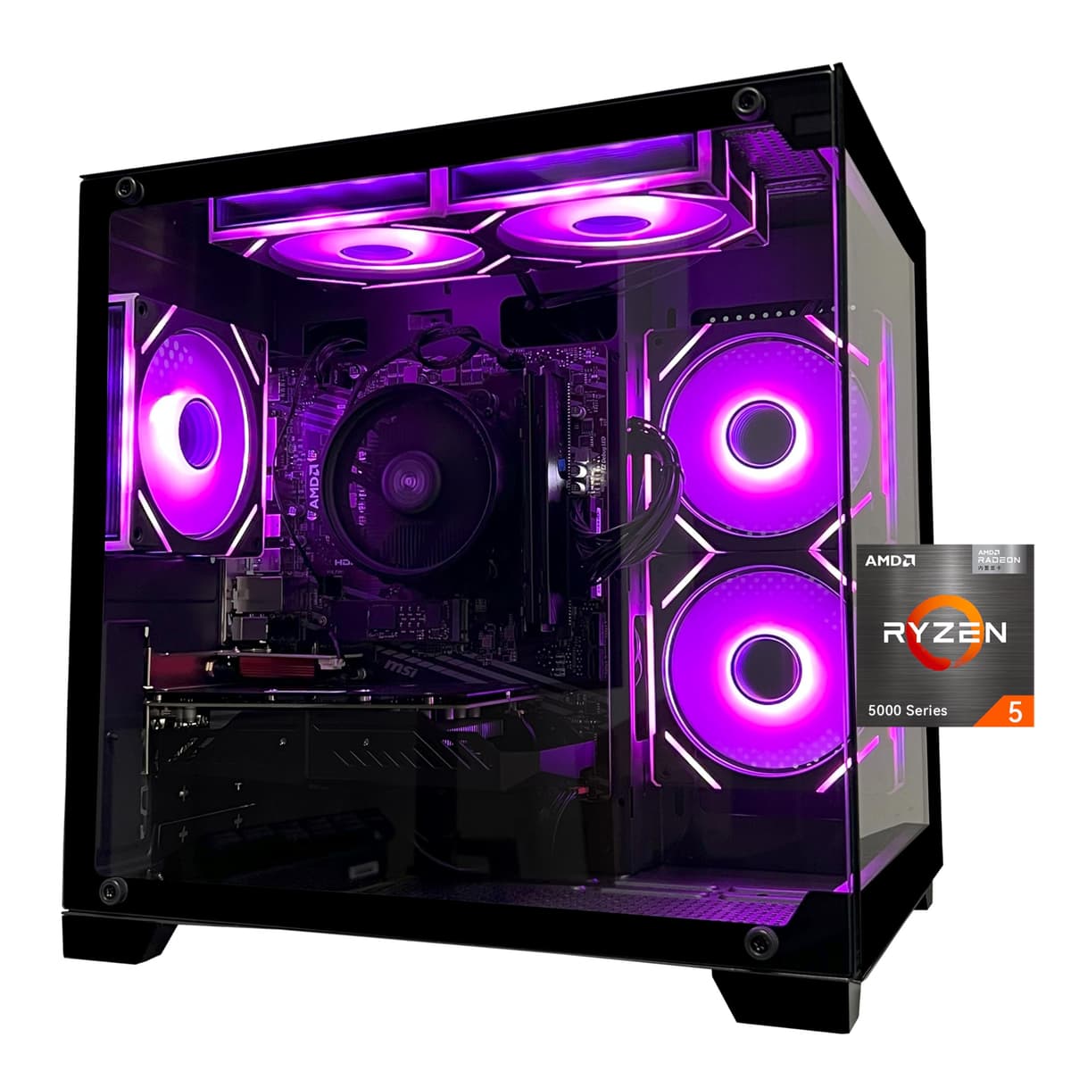 SKYESEV MX350 - Desktop Gaming Prebuilt, Ryzen 5 5600, RTX 3050, 32GB RAM, 1TB NVMe, ARGB