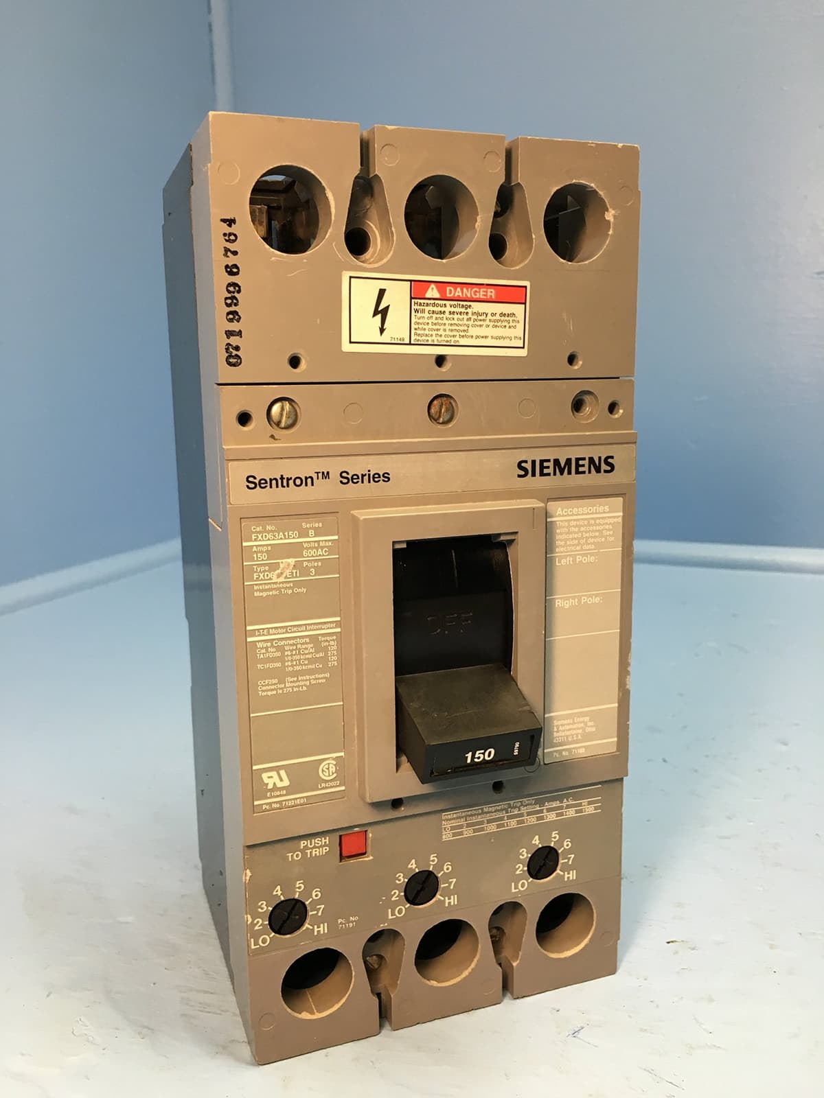 Siemens FXD63A150 Interruptor termomagnético FXD63 150A 3 polos