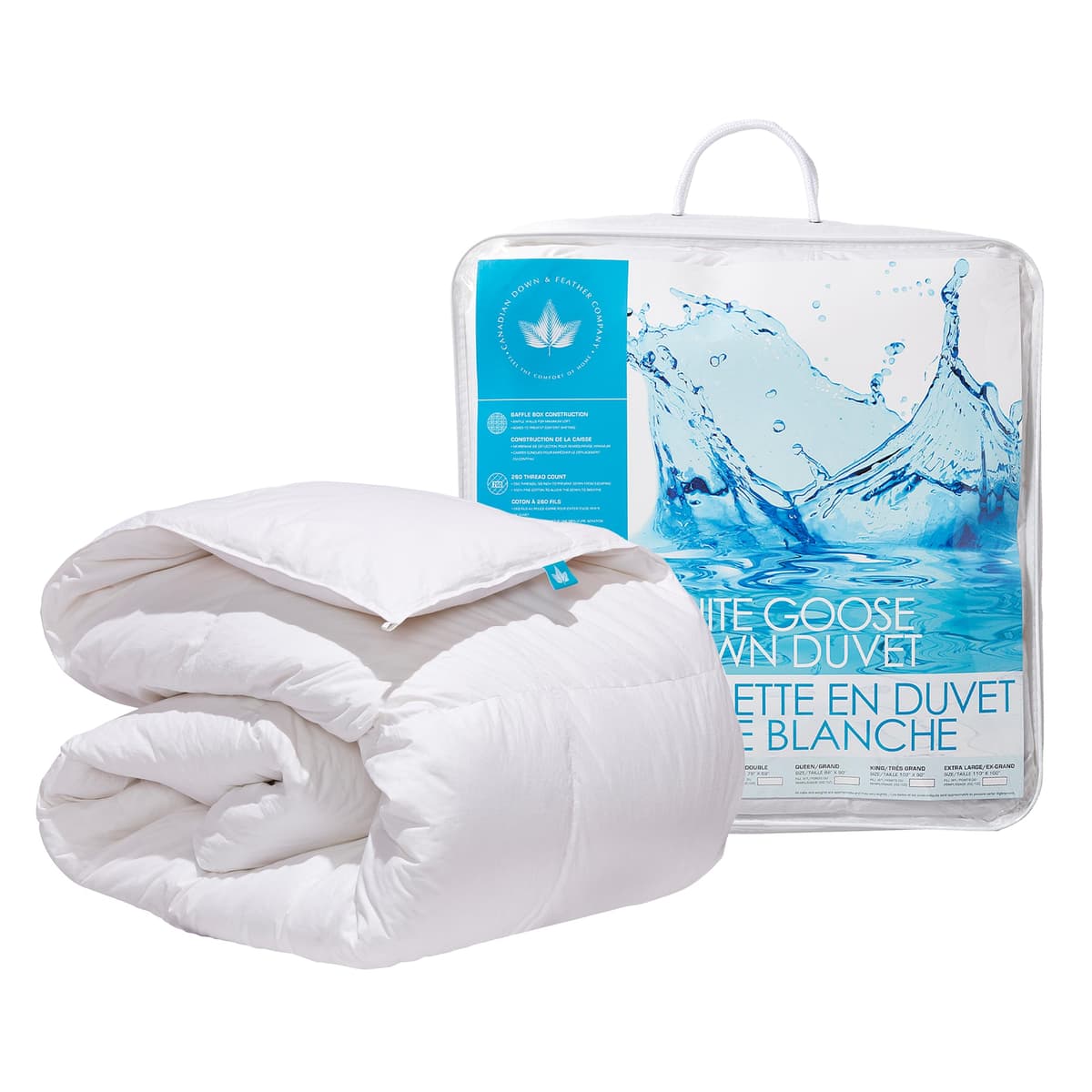 Duvet Winter Weight White Goose Down King 260 TC 100% Cotton - Canadian Down & Feather Co. 52168
