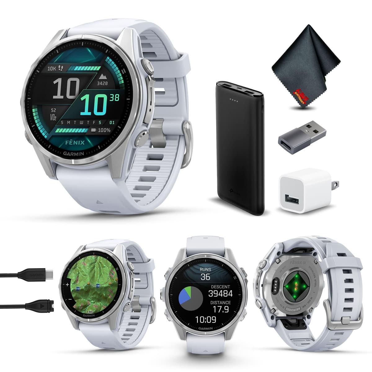 Garmin Fenix 8 43MM AMOLED 010-02903-00_AG2-V1 - Multisport GPS Smartwatch Bundle (Plata)