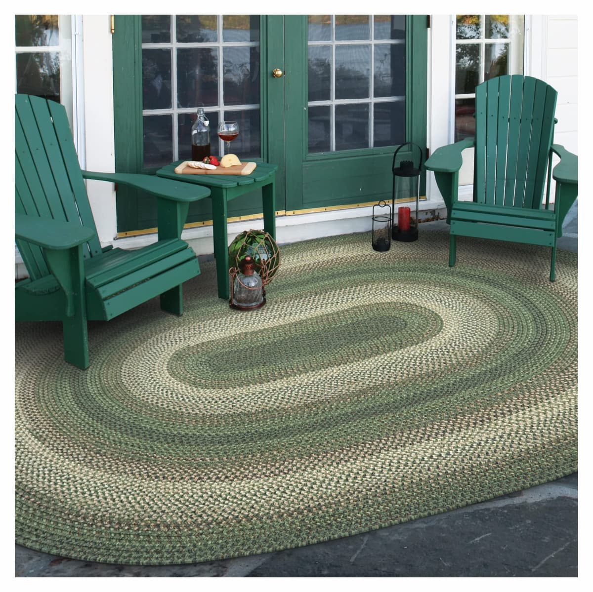 Homespice Cedar Ridge Alfombra Ovalada Trenzada 5x8 Verde 304872
