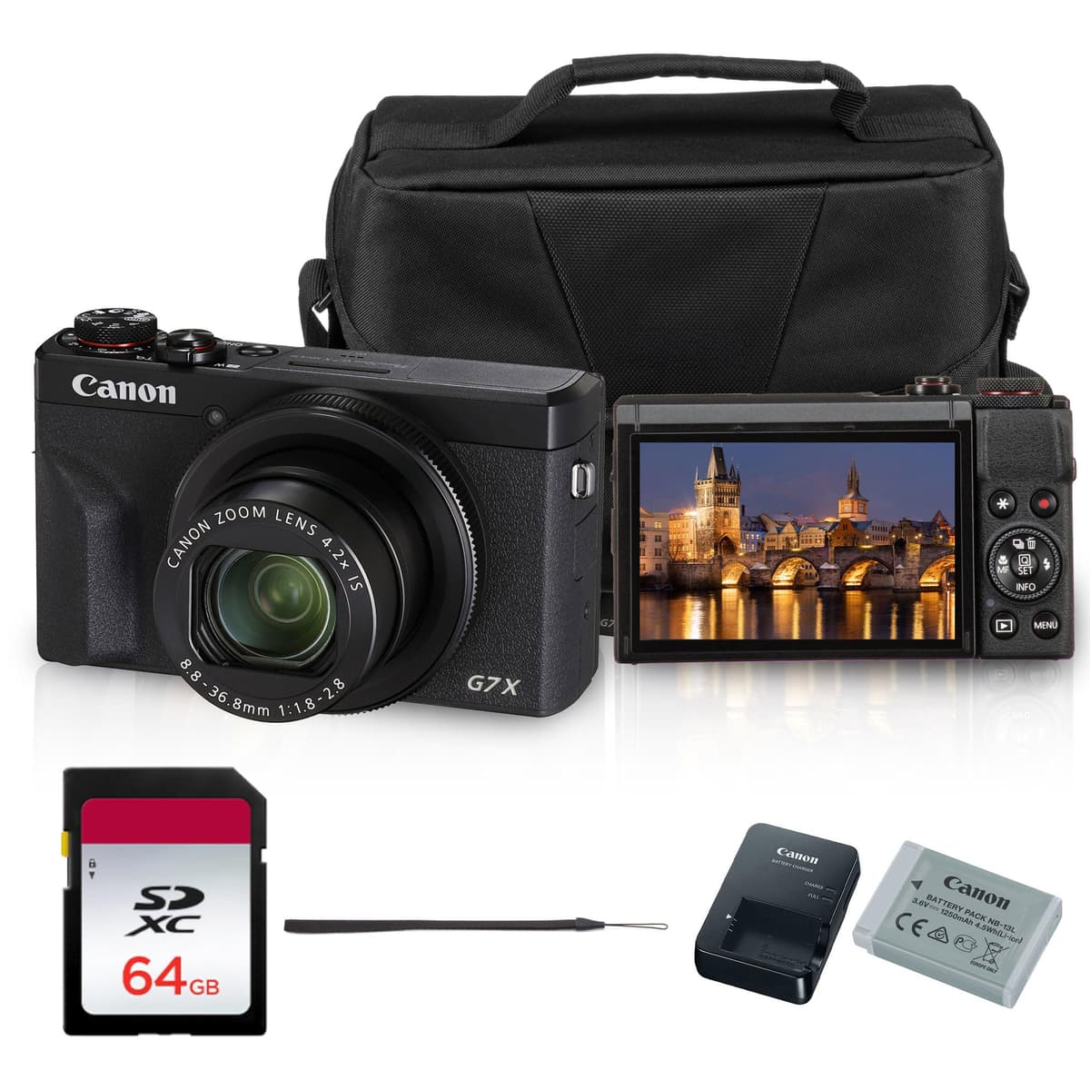 Canon PowerShot G7 X Mark III 20.1MP 1” Sensor, 4.2x Zoom, 4K UHD, Wi-Fi/Bluetooth con Bolsa y 64GB 3637C001_EDIP_1